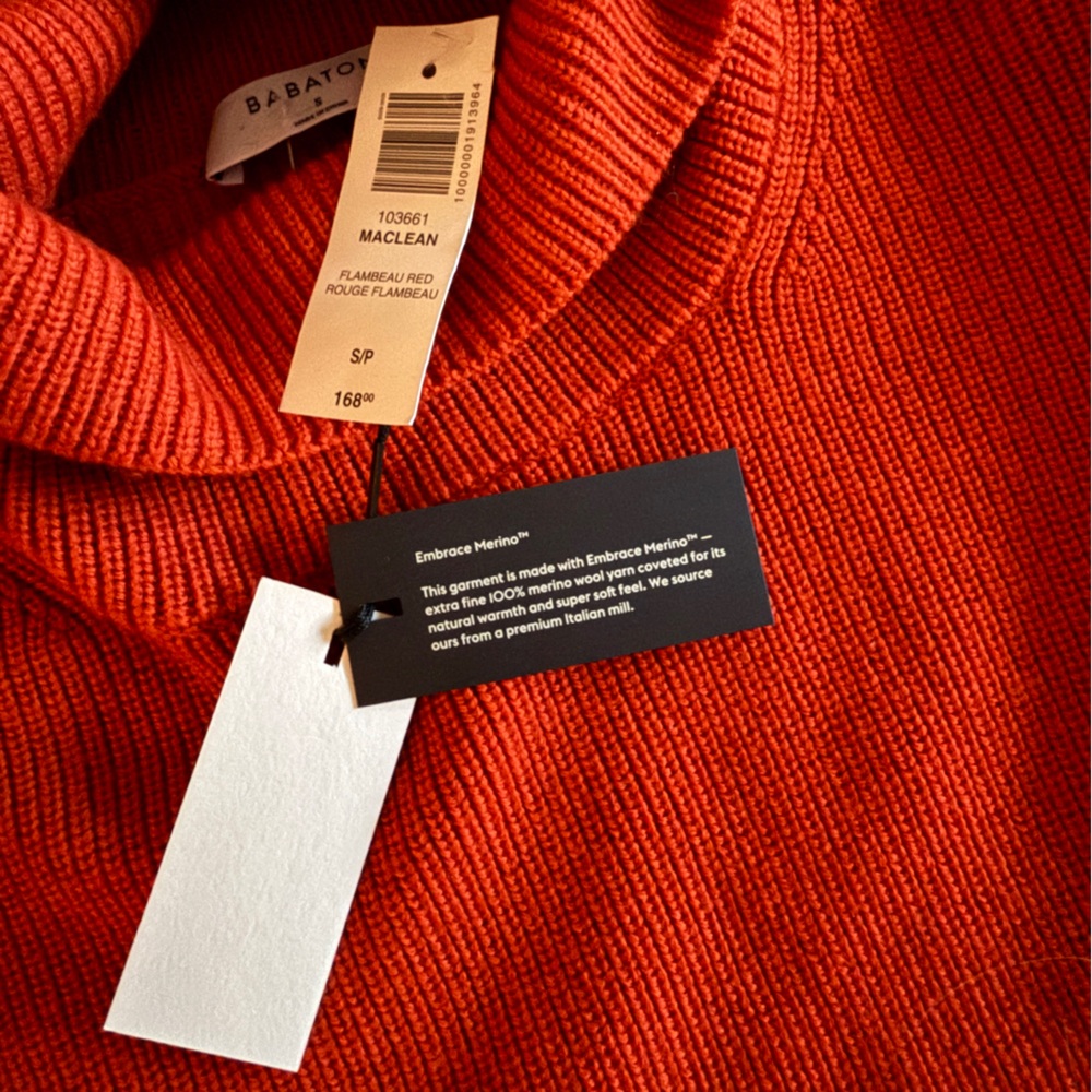 NWT Aritzia Maclean Merino Wool Dress Oversized Turtleneck Sweater sz Small Red - Picture 8 of 9